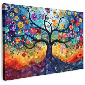 Tableau arbre de vie en impression sur toile style hippie coloré