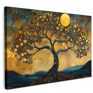 Tableau arbre de vie en impression sur toile style or
