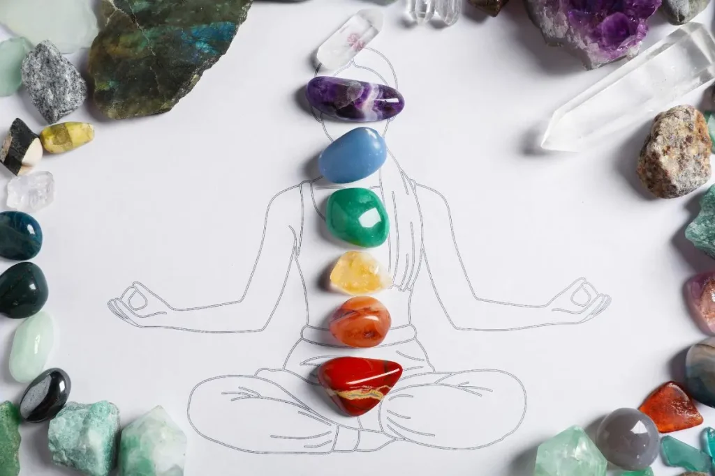 Pierres naturelles représentant les 7 chakras