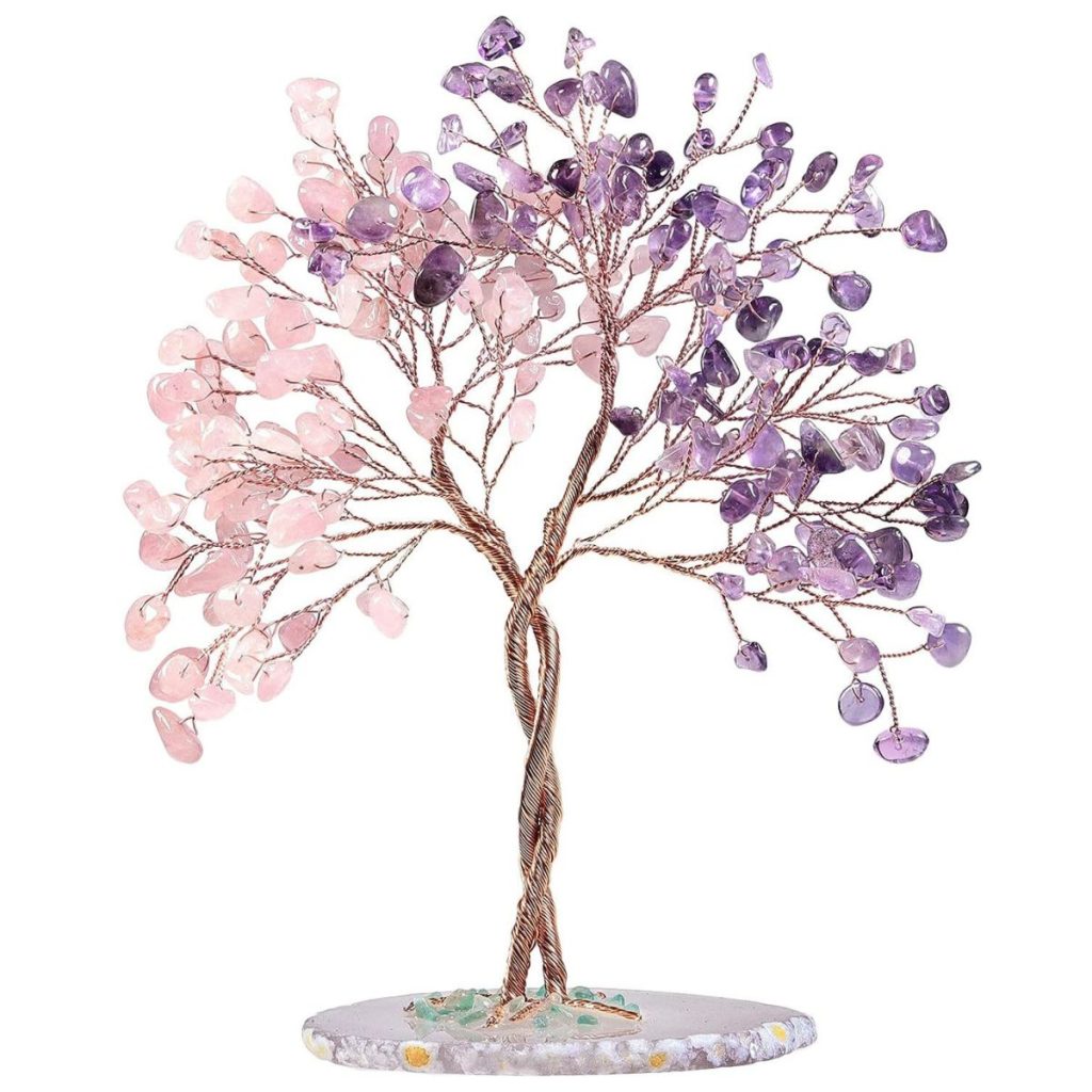 Arbre de vie en améthyste et quartz rose
