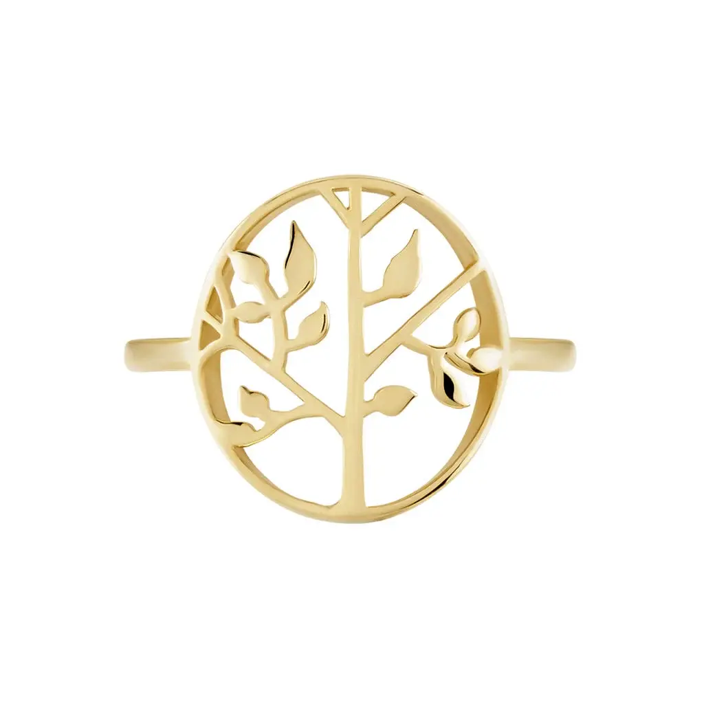 bague arbre de vie plaqué or de forme ovale