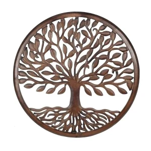 Sculpture murale arbre de vie en bois patiné