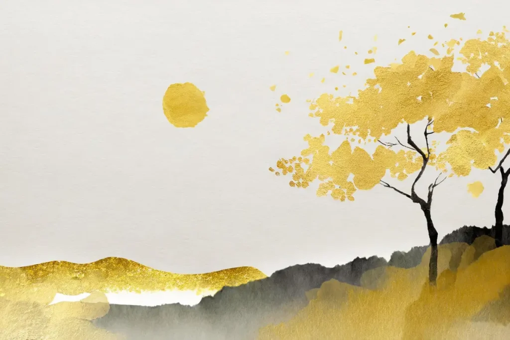 Tableau d'un arbre de vie doré et touches d’or