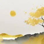 Tableau d'un arbre de vie doré et touches d’or